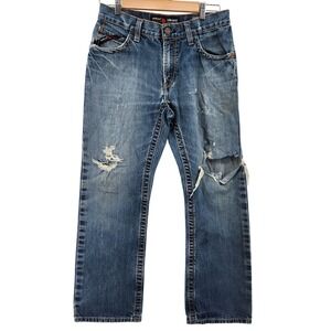 Ariat FR M4 Low Rise Boot Cut Jeans Distressed Mens 30x29 Ripped Work Pants